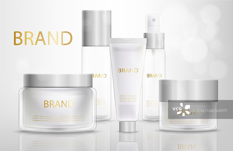 逼真美容产品容器套装图片素材