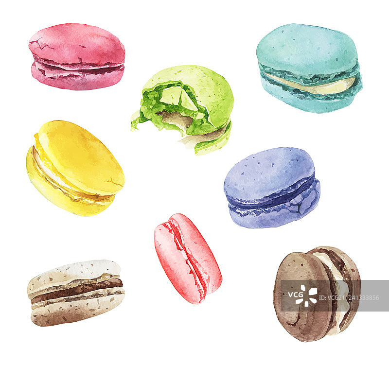 水彩马卡龙混合素材图片素材