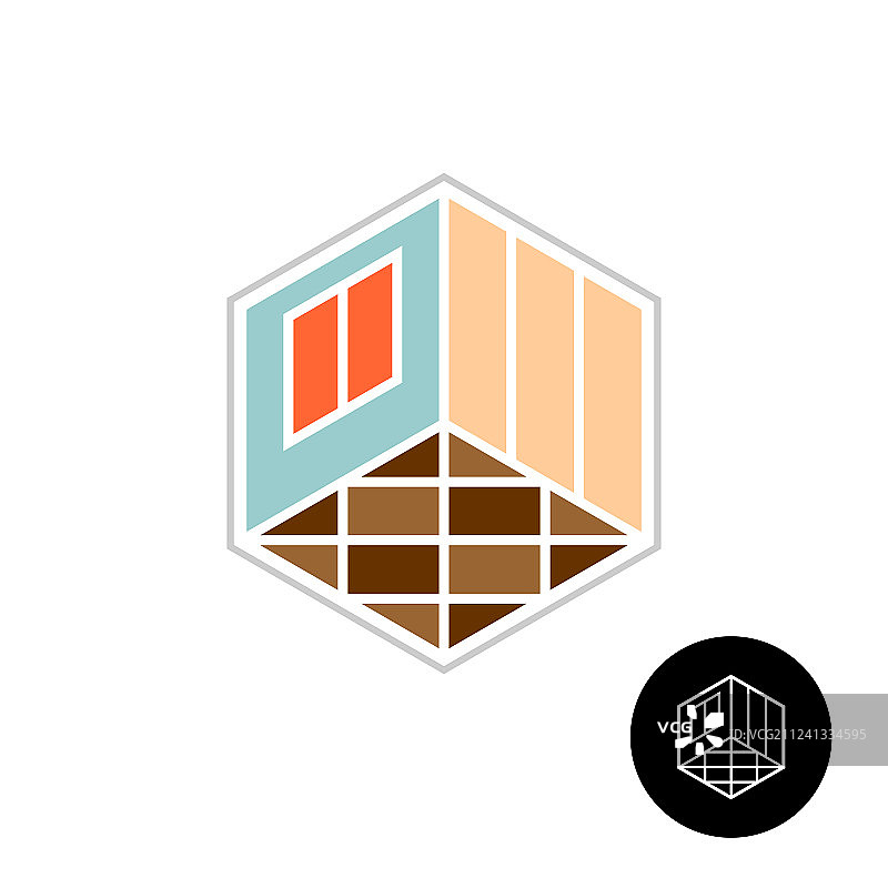 带有墙壁和地板的房屋室内设计logo图片素材