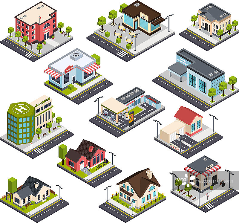 2.5D城市建筑合集图片素材