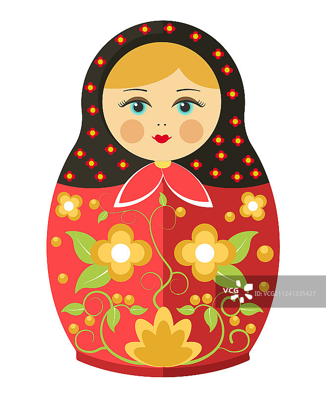 俄罗斯套娃或俄罗斯嵌套娃娃花卉图片素材