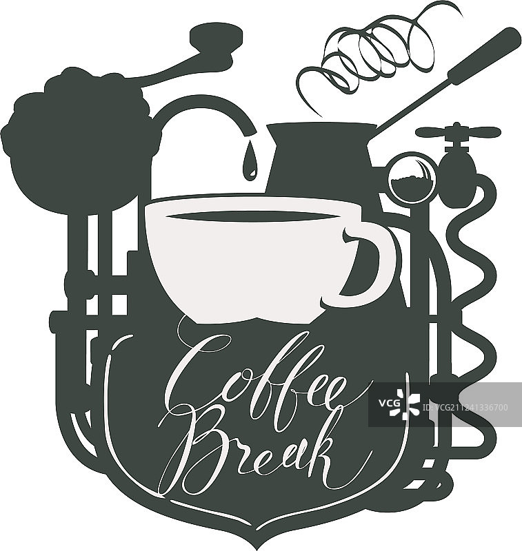 咖啡杯和复古咖啡机banner图片素材