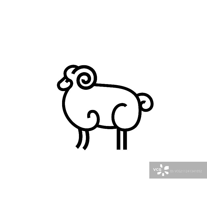 线性风格化公羊绘画图片素材