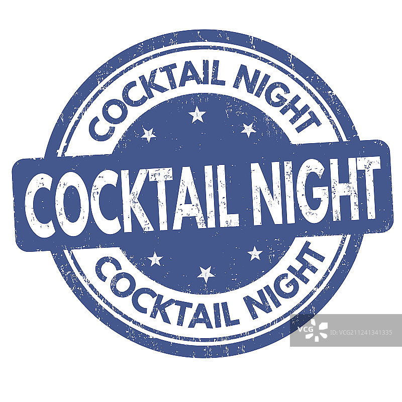 鸡尾酒之夜复古橡胶印章图片素材