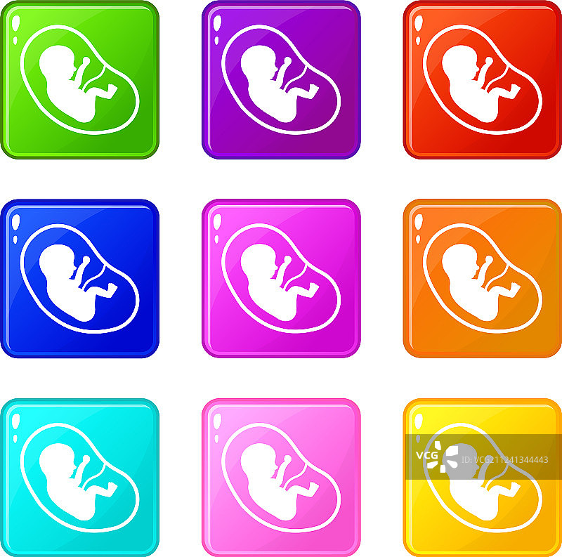 胎儿图标9件套图片素材