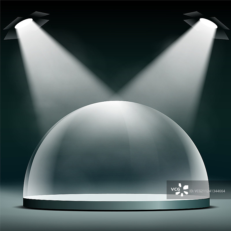 用于演示展览的玻璃穹顶聚光灯图片素材