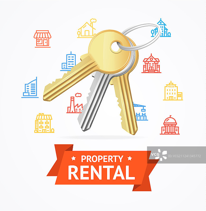 房屋租赁的逼真钥匙图片素材