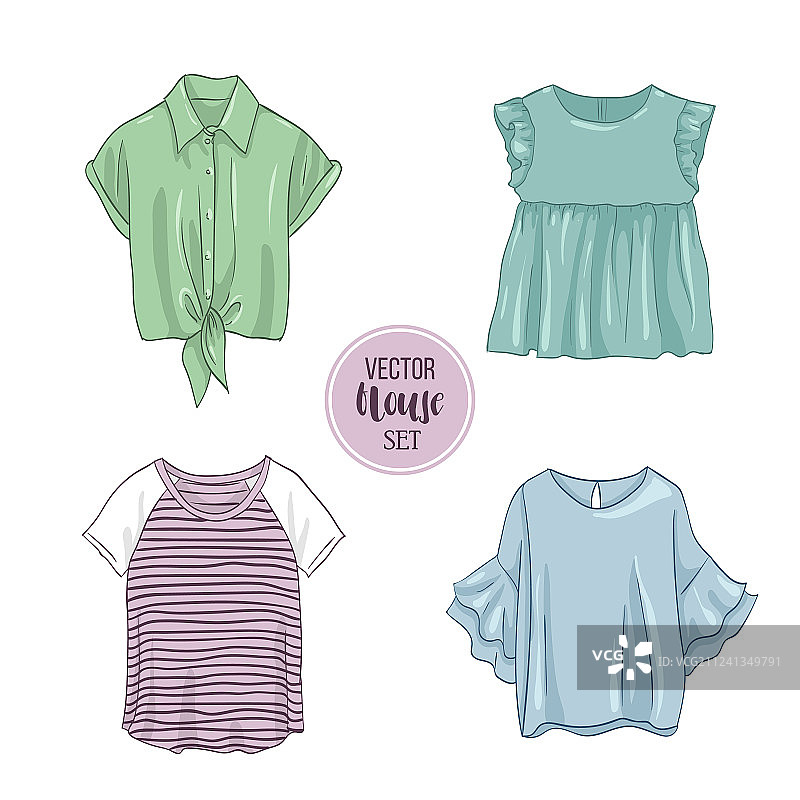 彩色女士休闲服装套装图片素材