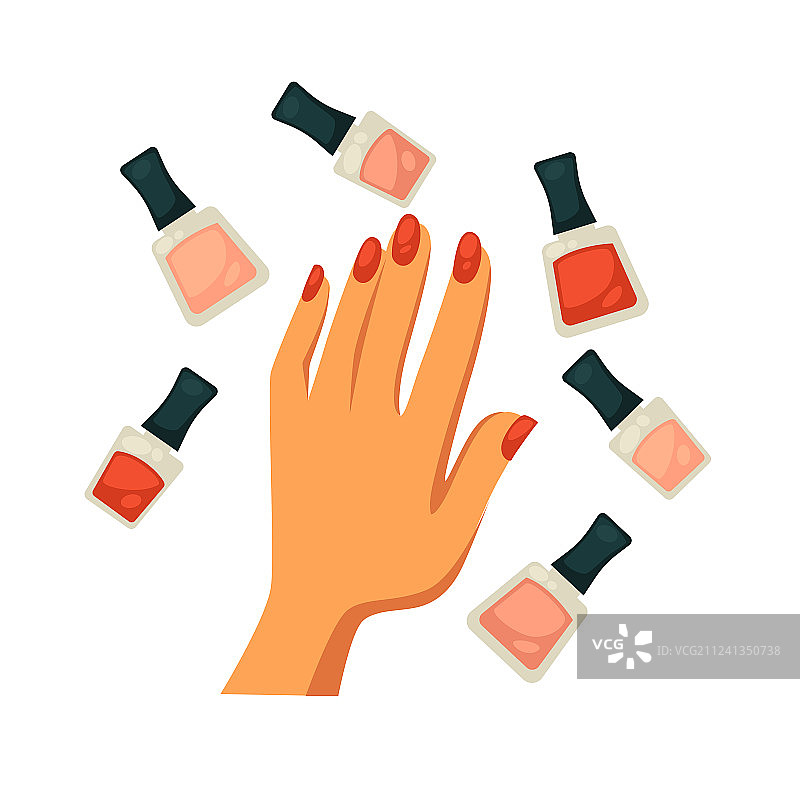 裸色和经典红色指甲油瓶与女性图片素材