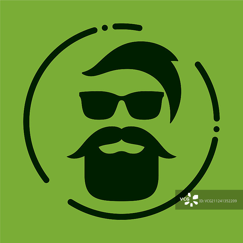 单色潮人，胡须眼镜发型图片素材