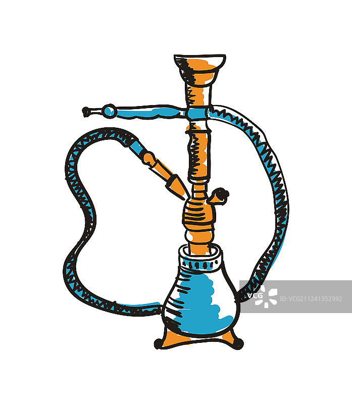 古老的水烟手绘图标图片素材