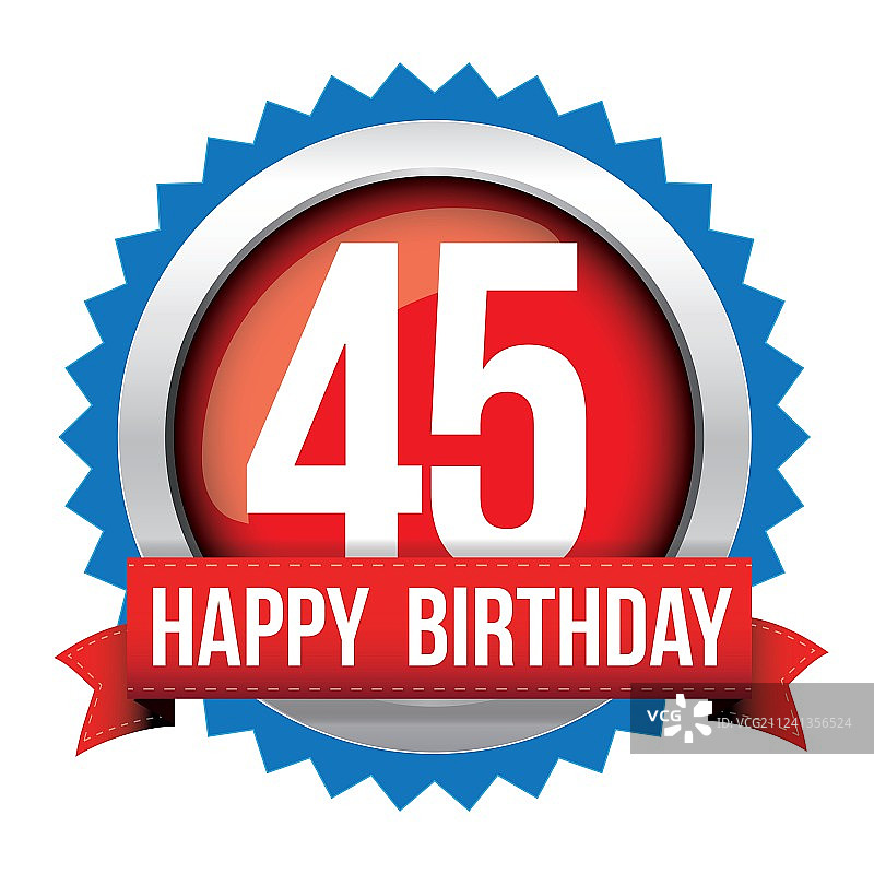 45周年生日徽章缎带图片素材