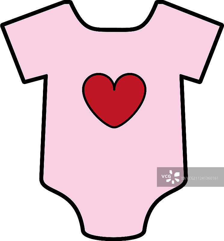 带有心形图案的女性连体衣婴儿用品图片素材
