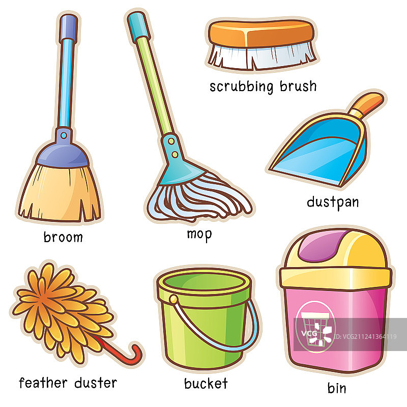 清洁用品词汇图片素材