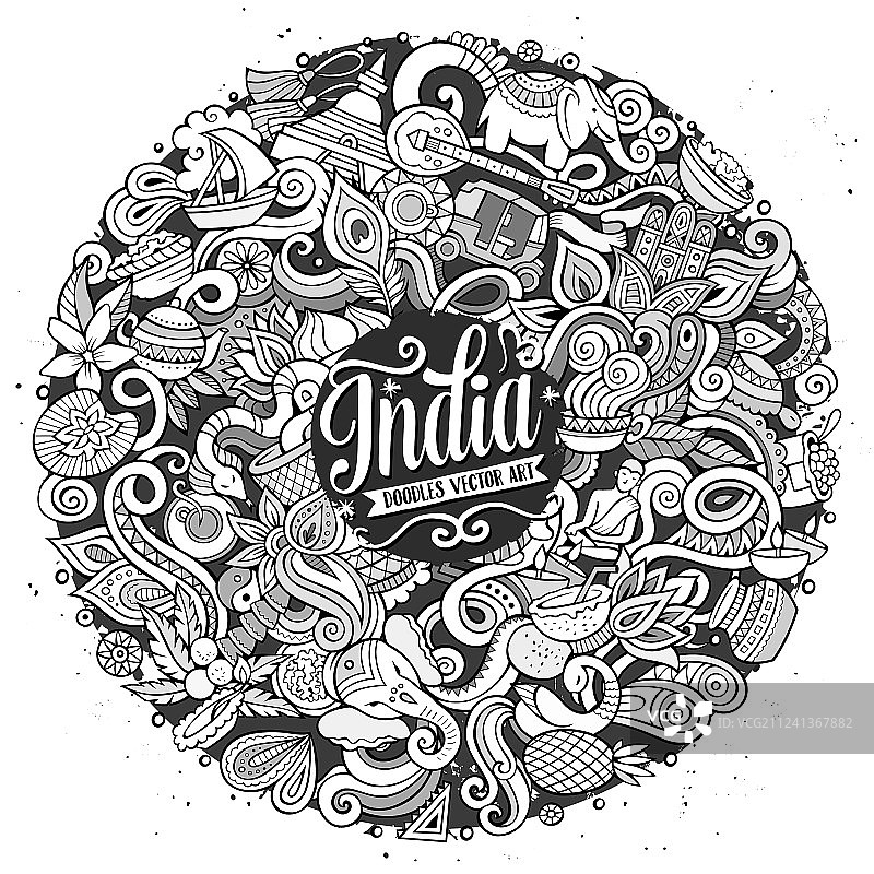 卡通手绘印度涂鸦图片素材