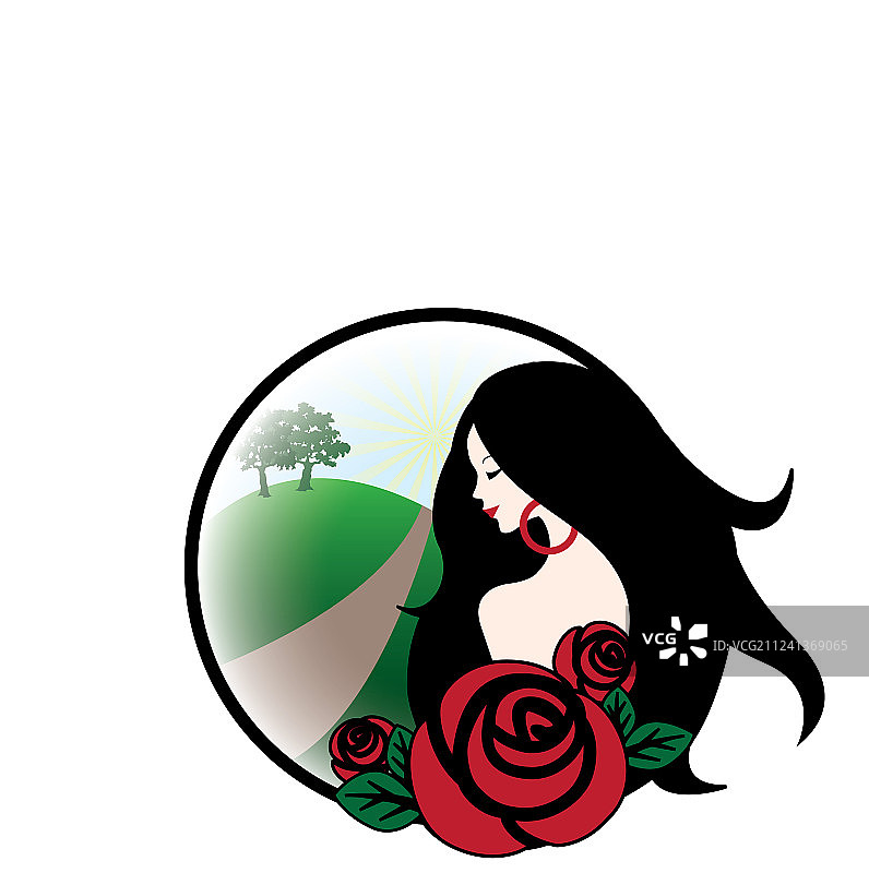 手持红玫瑰的女孩图片素材