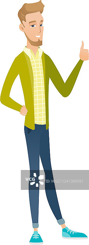 竖起大拇指的年轻白人男商人图片素材