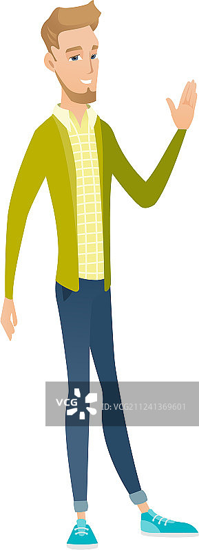 挥手的年轻白人商人图片素材