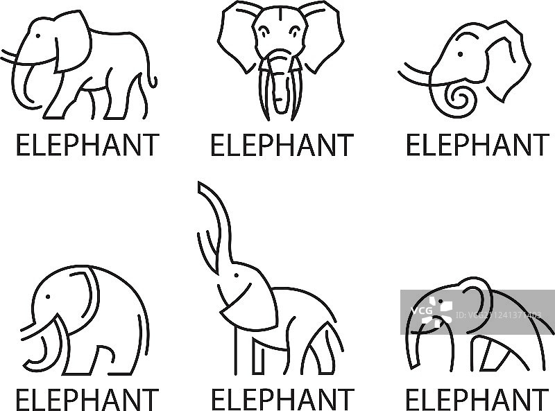 大象图标合集图片素材