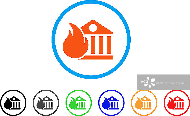 银行火灾圆形图标图片素材