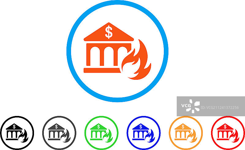 银行火灾圆形图标图片素材