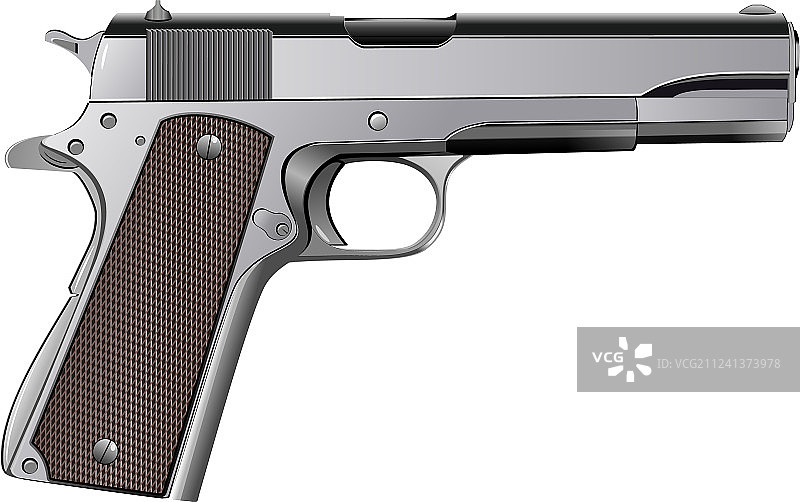 白色背景下的柯尔特M1911手枪图片素材