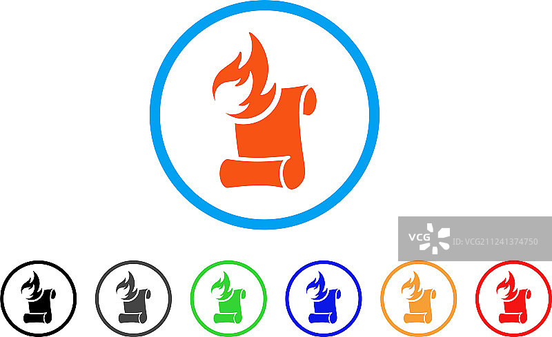 燃烧的手稿圆形图标图片素材