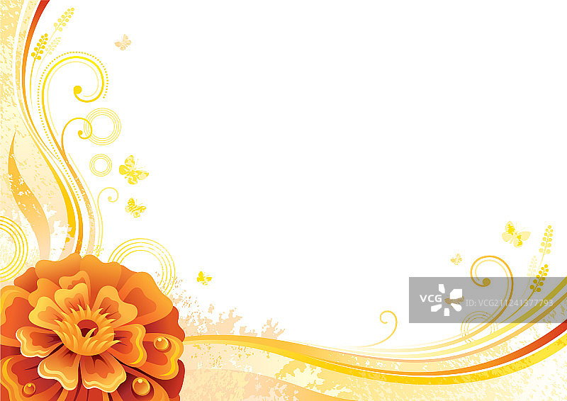 万寿菊花瓣飘落的秋季背景图片素材