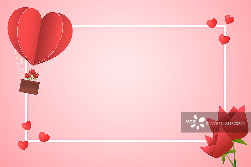 纸艺风格情人节爱心边框图片素材