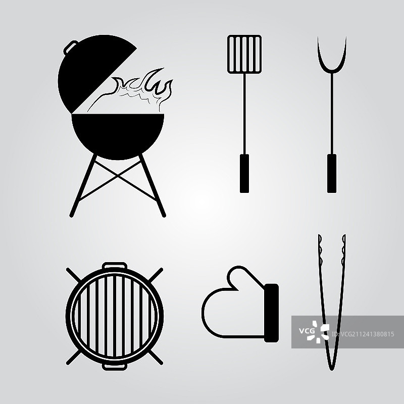 烧烤工具图标集图片素材