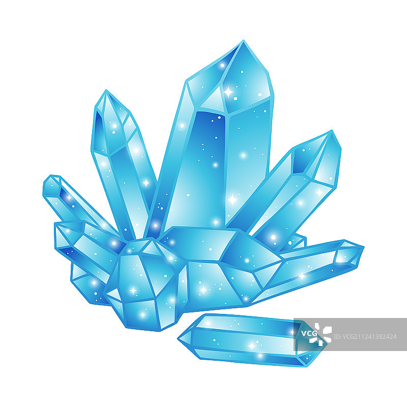 蓝色晶簇白色背景隔离图片素材