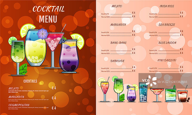 鸡尾酒菜单设计模板封面图片素材