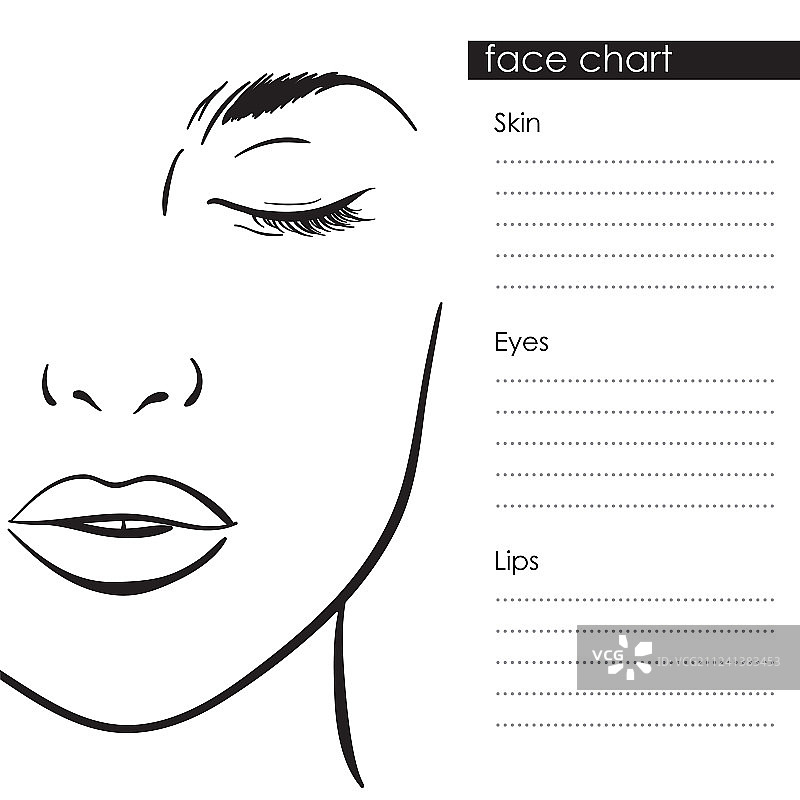 漂亮女人面部图表模板图片素材