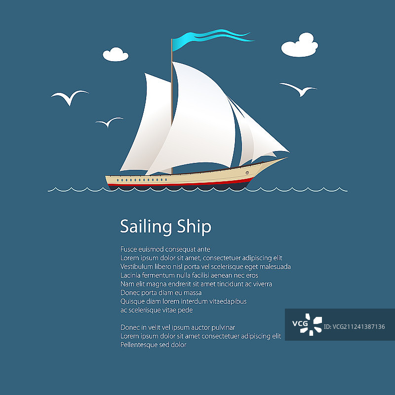 海上的游艇和文字图片素材