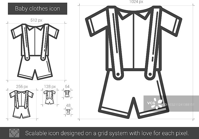 婴儿服装线条图标图片素材