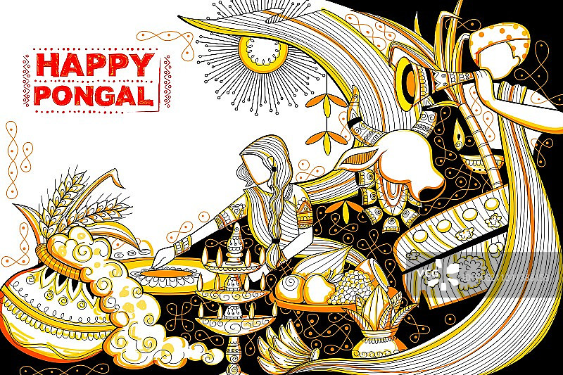 快乐的庞格尔节问候背景图片素材