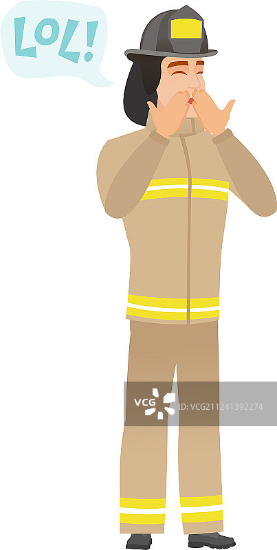 年轻的白人消防员开怀大笑图片素材