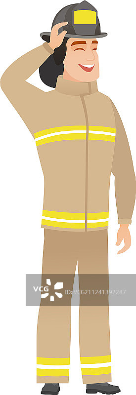 穿制服的年轻白人消防员图片素材