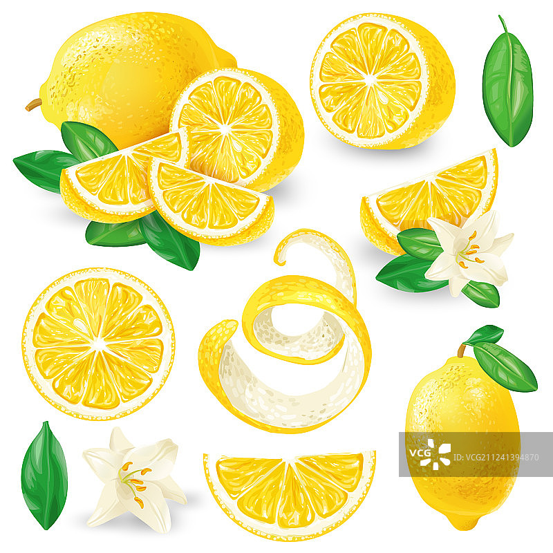 柠檬叶子和花朵图片素材