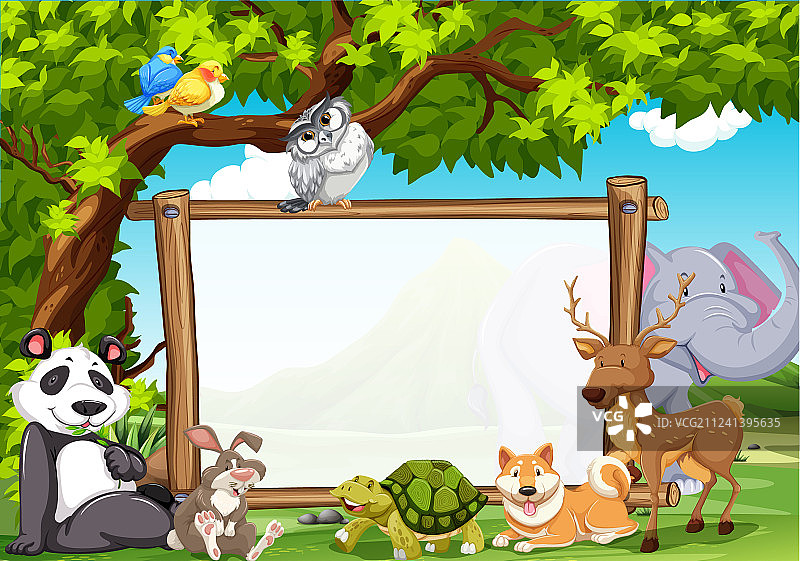 动物园野生动物板模板图片素材