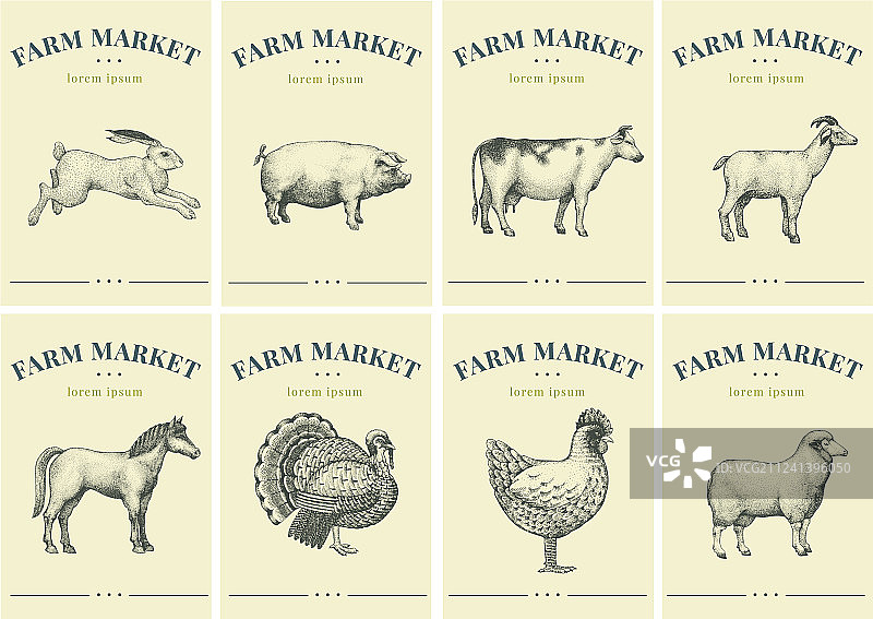 带有农场动物的价格标签图片素材