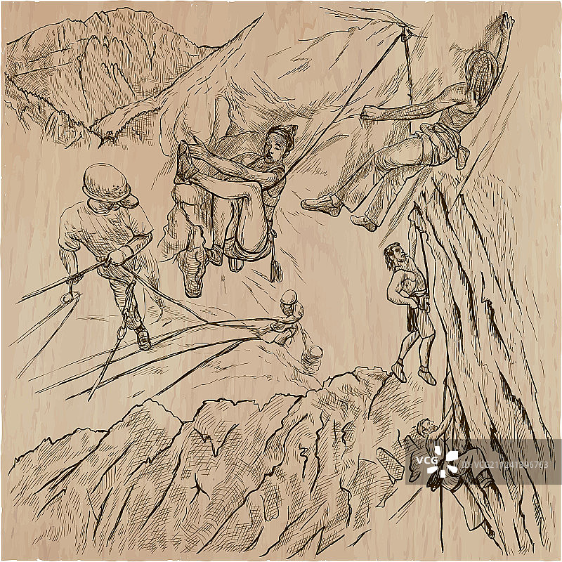 手绘攀岩系列包图片素材