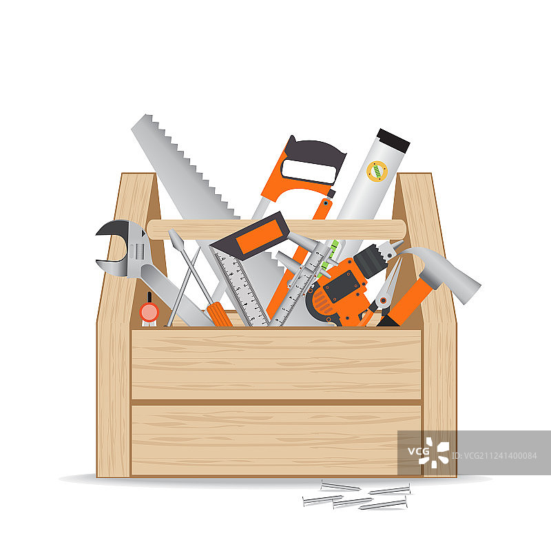 维修建筑用木制工具箱图片素材