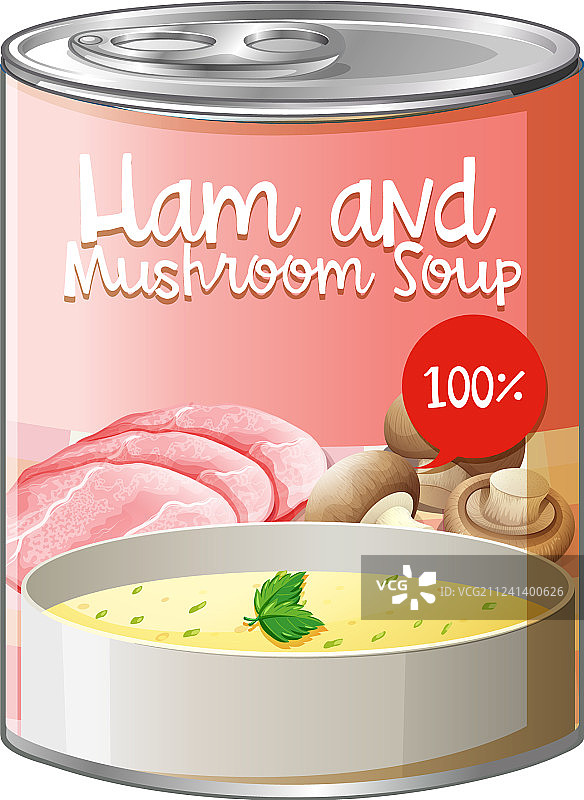 罐装火腿蘑菇汤图片素材