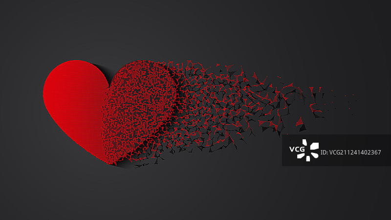 带有阴影的破碎的心图片素材