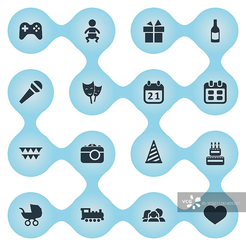 一套简单的生日图标图片素材