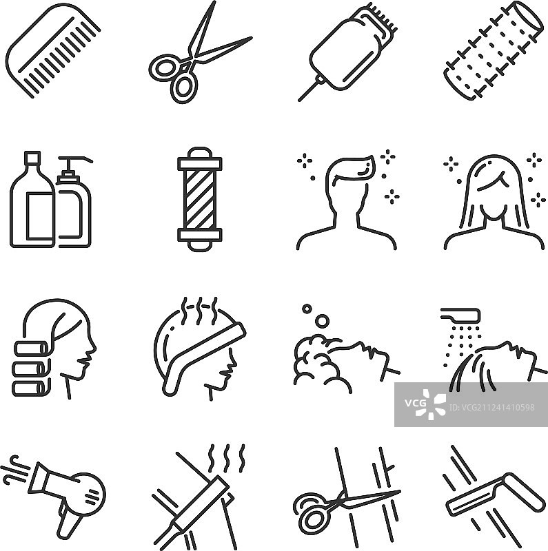 美发沙龙图标集图片素材