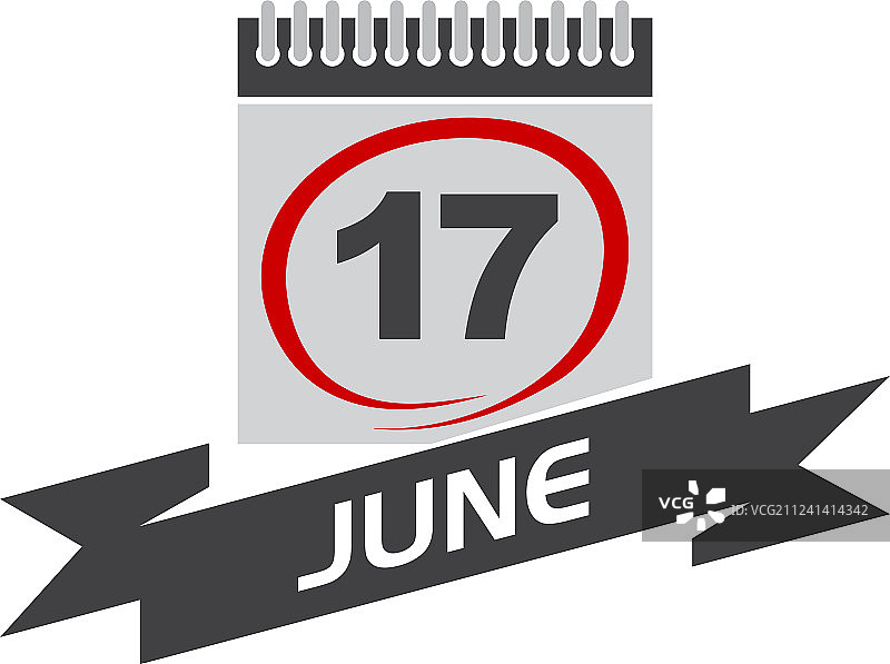 带丝带的6月17日日历图片素材