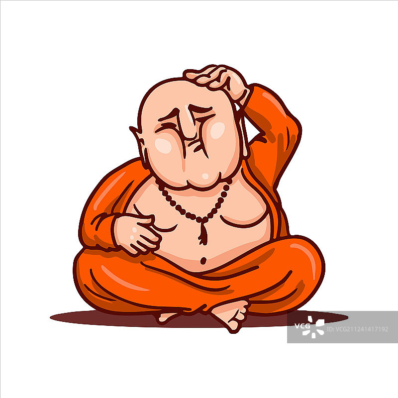 挠光头的胖弥勒佛图片素材