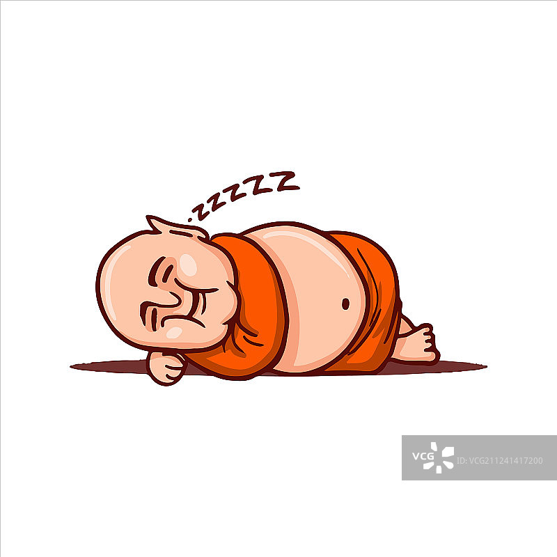 肥胖的佛陀睡在地板上图片素材